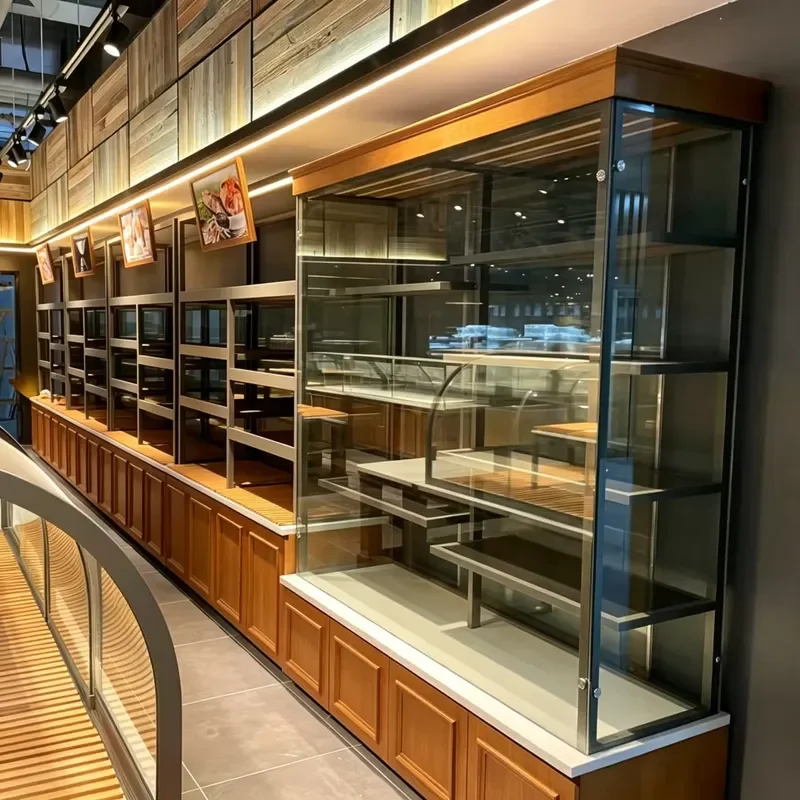 Bakery Bread Display Rack Wooden Shelf Supermarket 1000x600x2200 Wall Mounted Shelf Suitable for Bakeries