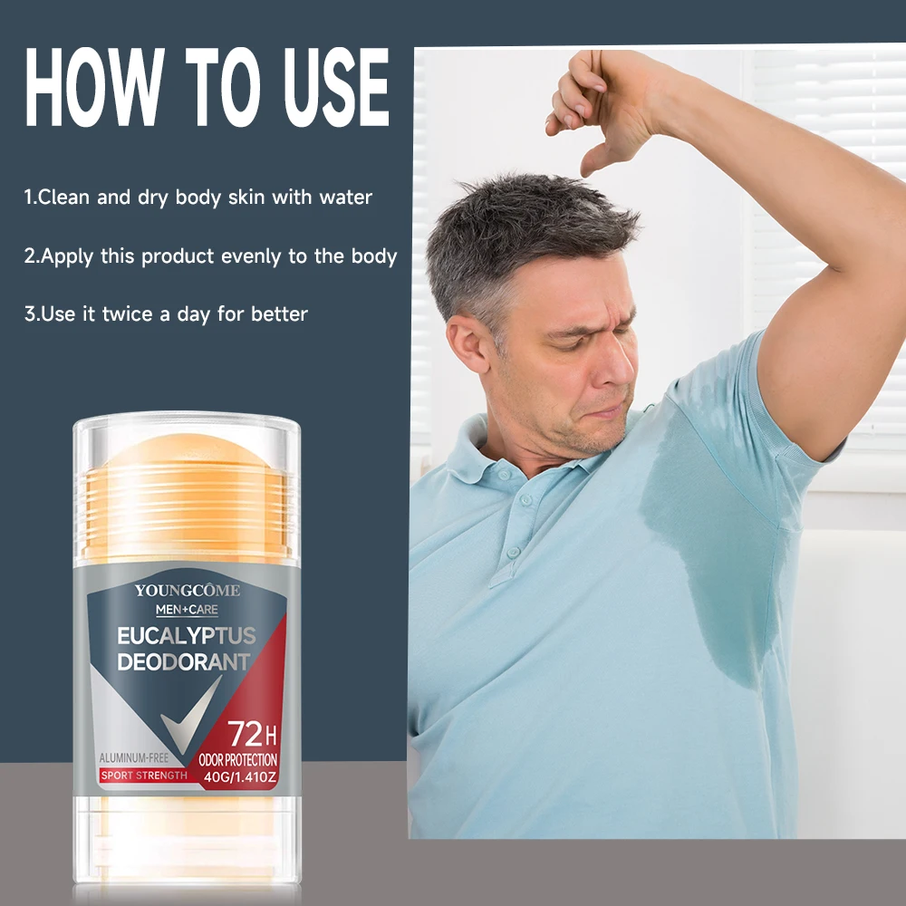 Men Eucalypt Deodorant Stick Anti Sweating Keep Drying Lasting Fragrance Remove Armpit Odor Underarm Refresh Sticks Refresh