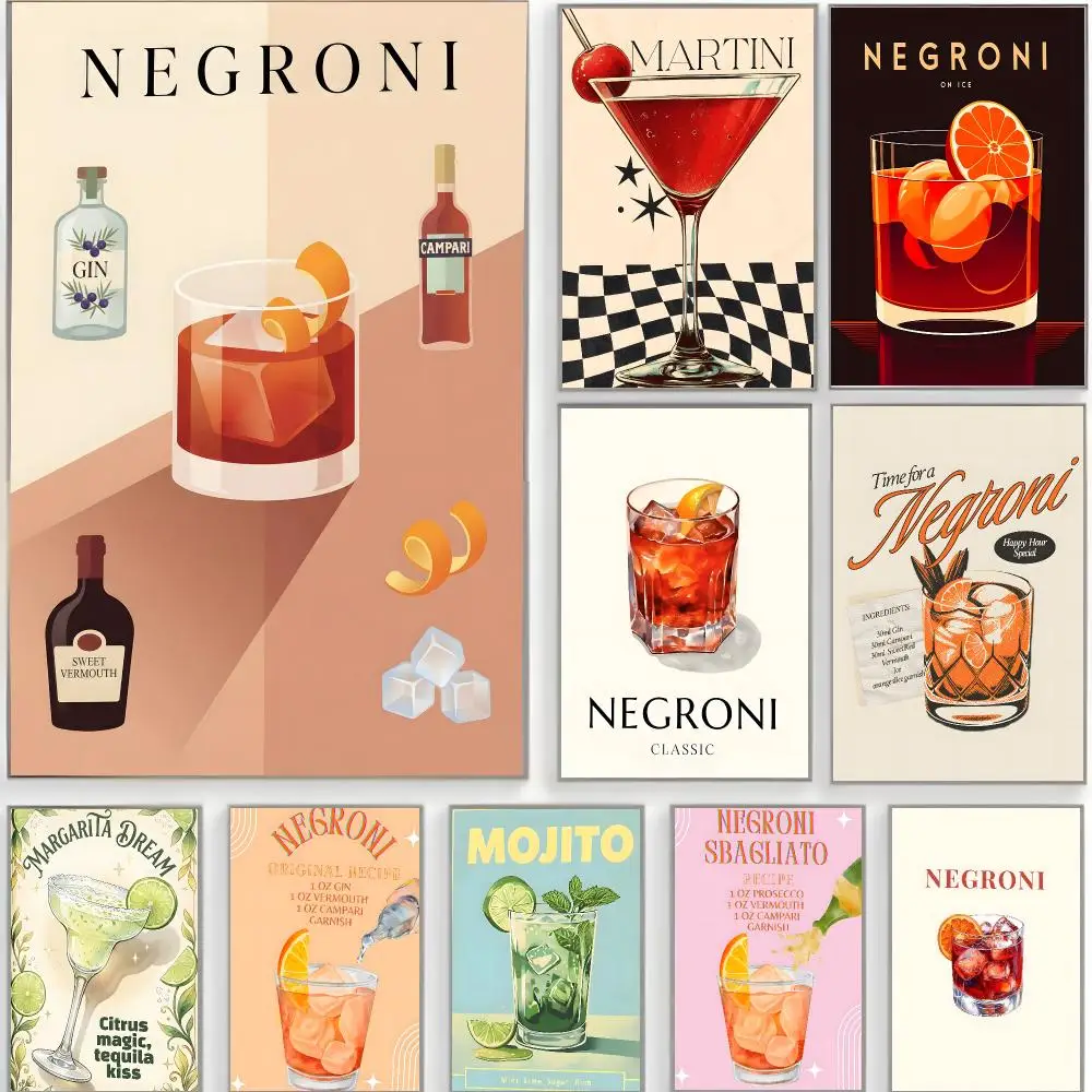 cute artwork c-cartoon cocktail drinks Poster Classic Wall Art  Home Decor  Peel and Stick Unframed