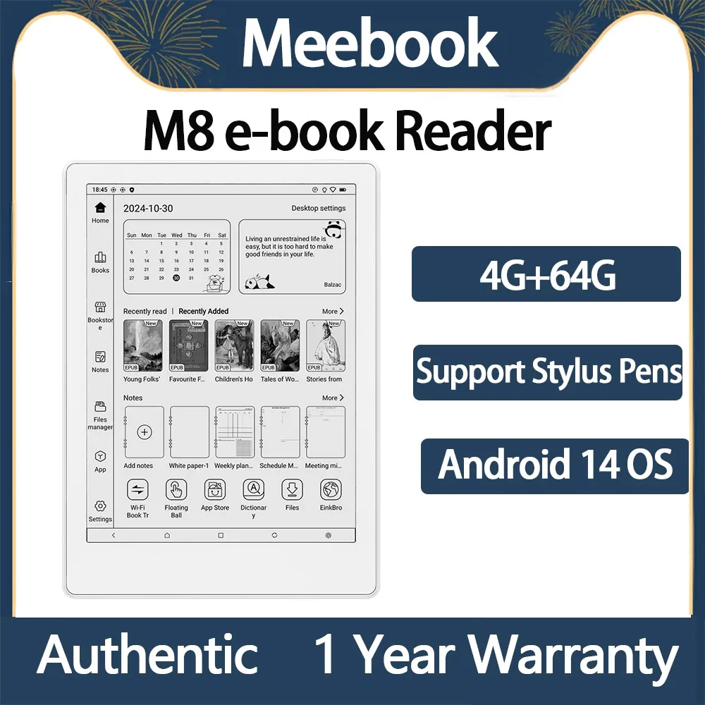 2024 قارئ الكتب الإلكترونية Meebook M8 7.8 "Android 14 الأصلي الجديد مع تحديث سريع 4G RAM 64GB ROM