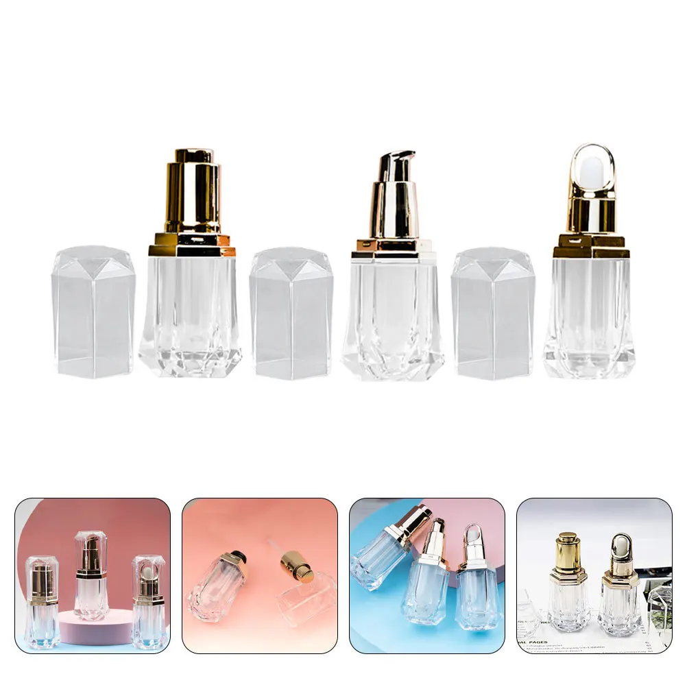 

3Pcs Acrylic Pressing Type Sub Bottles Leak Proof Small Cosmetics Containers Essential Oil Refillable Sub Package Bottles