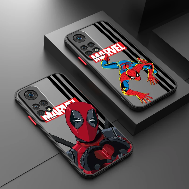 SpiderMan Deadpool Heroic Frosted Translucent For Redmi Note 13R 13 12 12S 12T 11 11T 11E 10 Pro Plus 5G TPU Phone Case