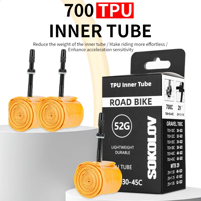 AliExpress NONE SOKOLOV Gravel Cross-Country Bike TPU Inner Tube 700C 700x30 32 35 38 40 45c Road Bicycle Bike Metal Valve Presta Length 45