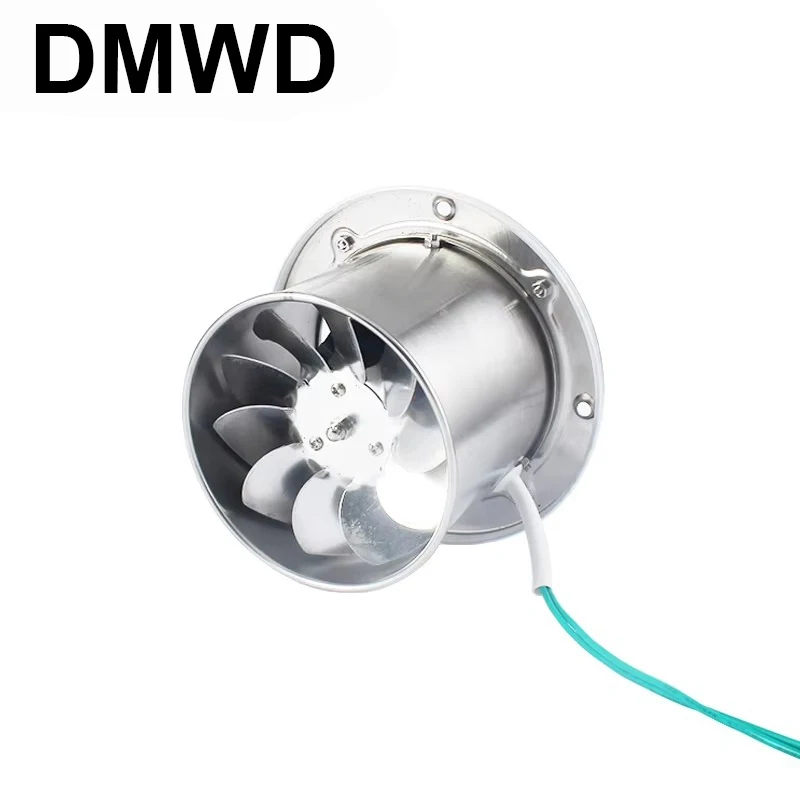 DMWD 4 Inch Pipe Stainless Steel Exhaust Fan Window Duct Air Ventilation Blower 4\'\' Toilet Kitchen Ventilator Booster Extractor