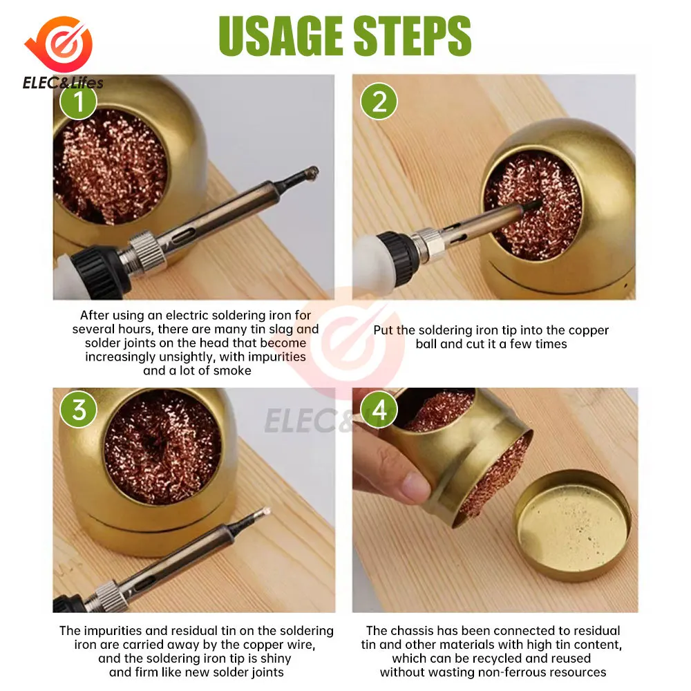 Metal Wire Stand Soldering Iron Tip Cleaner Welding Soldering Iron Tip Cleaning Copper Wire Cleaner Ball Mesh Filter