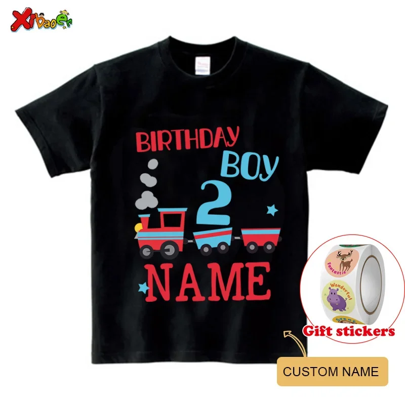 Boys T Shirt Birthday Personalized Name TShirt Family Matching Outfits Family Daddy Mommy T-shirt Give Away Children's Stickers