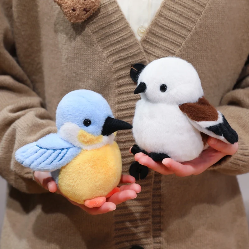 Groothandel vakantiegeschenken Kawaii duif ijsvogel tit vogel pluche pop realistische poppen schudden kan geluid minnaar collectie produceren