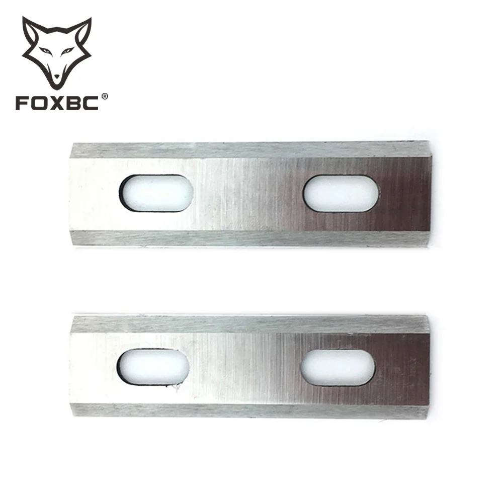 

FOXBC 82mm Wood Planer Blades Two Big Holes Replacement Interskol Woodworking Tool Double Edge