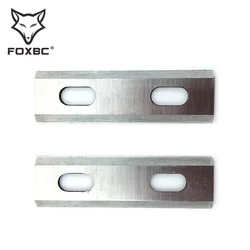 FOXBC 82mm Wood Planer Blades Two Big Holes Replacement Interskol Woodworking Tool Double Edge