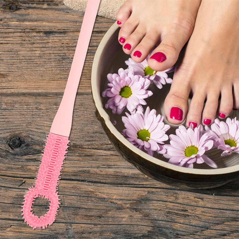 

2Pcs Long Handle Toe Brush Scrubber Soft Bristles Foot Cleaner Reaches Hard-to-Clean Areas Stylish Color Bathroom Essential