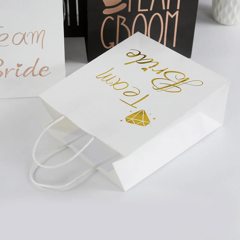 Wedding Team Bride Team Groom Paper Gift Packaging Bags Wedding Bachelorette Hen Party Favors Decoration Bridal Shower Supplies