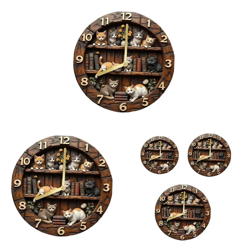 Nostalgic Feline Inspired Wall Mounted Clock with Noiseless Movement