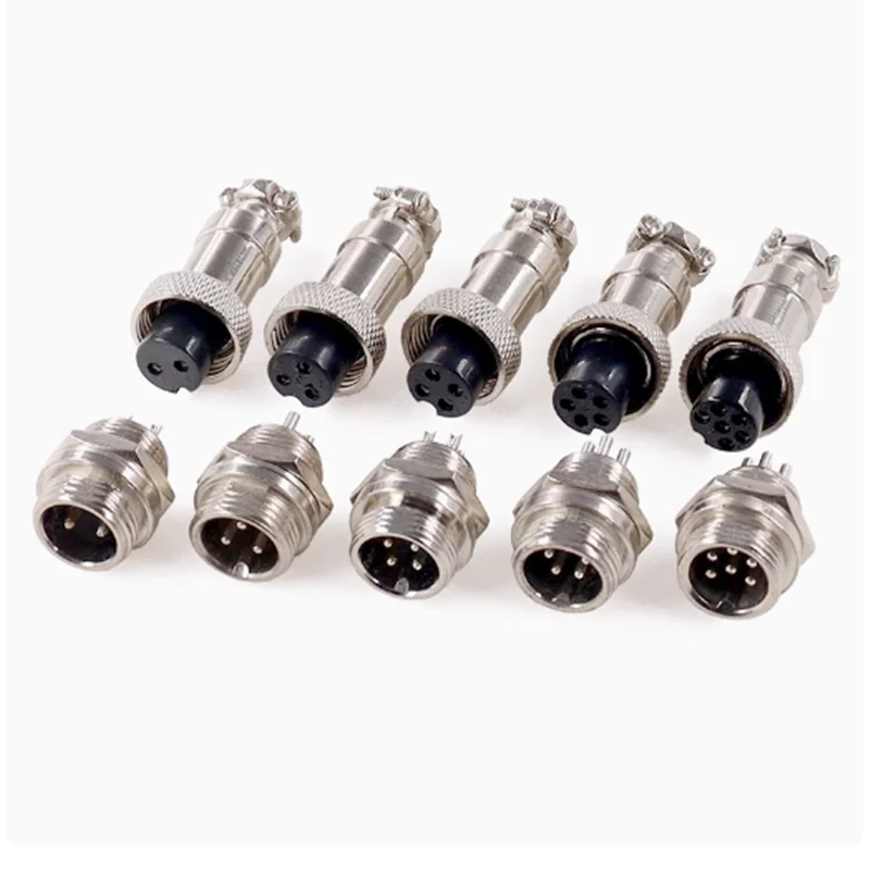 5Sets GX12 2/3/4/5/6/7 Pin Male + Female Aviation Socket Plug Wire Panel Connector