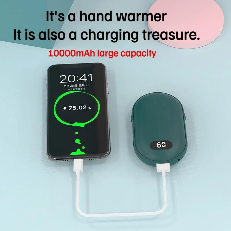 New Hand Warmer Power Bank 2in1 USB Rechargeable Winter Mini Hand Warmer Electric Heater Pocket Warmer high-capacity Winter Gift