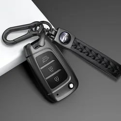 Car Flip Key Case Cover Shell Fob Holder for Hyundai Elantra Solaris Tucson I30 I35 I40 KONA Genesis Santa Fe Azera Accessories