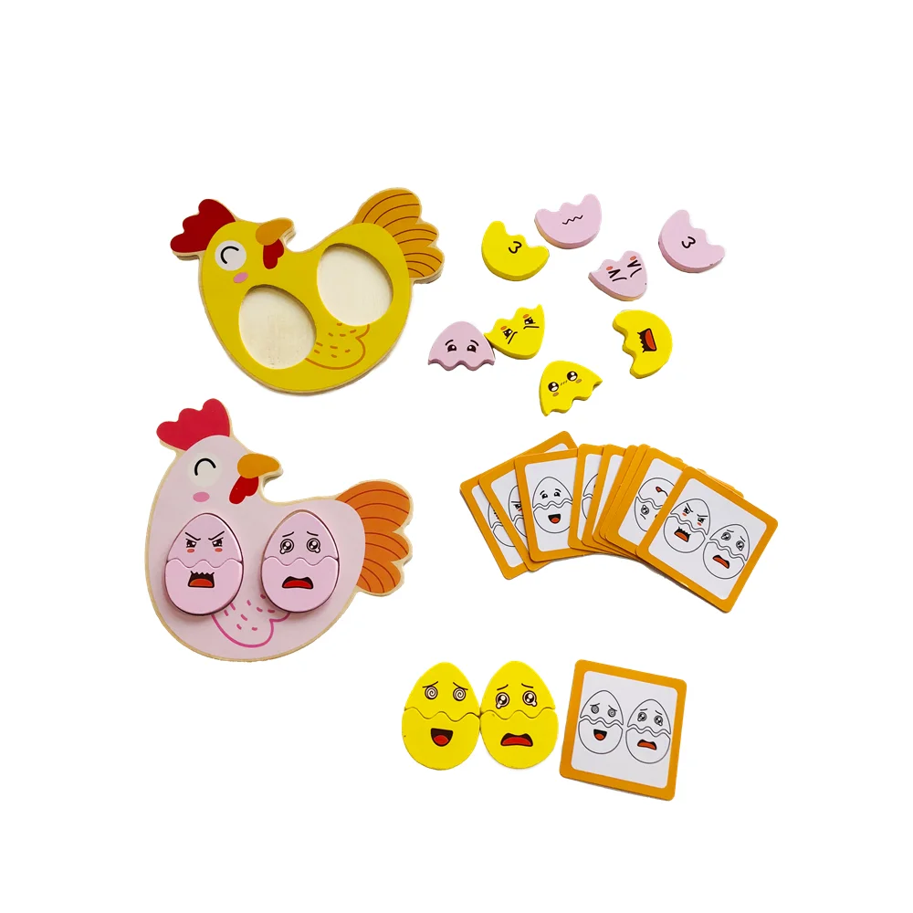 Montessori Educational Toys Egg Face Changing Wood Puzzles Matching Game for Kids Hand-Eye Coordination Emoticon Learning