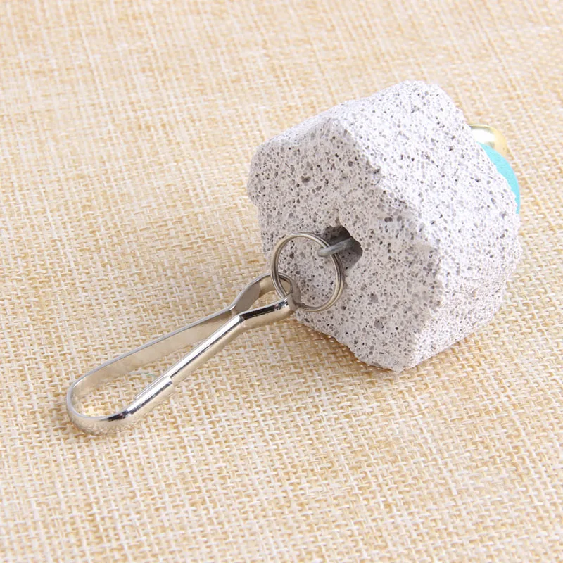 367A Bird Grinding Beak Calcium Stone with Bell Mineral Lava Block Trimming Teeth Chewing Toys for Chinchilla Bunny Parrot