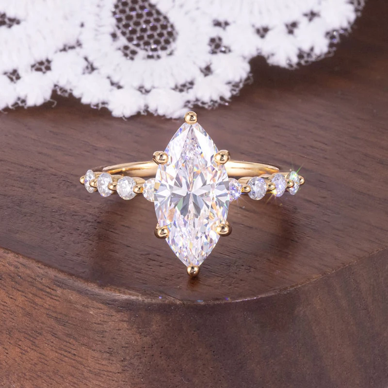 2/3CT Marquise Cut D Moissanite Engagement Ring 100% S925 Silver Lab Diamond Wedding Promise Band for Women Girls Jewelry Gifts