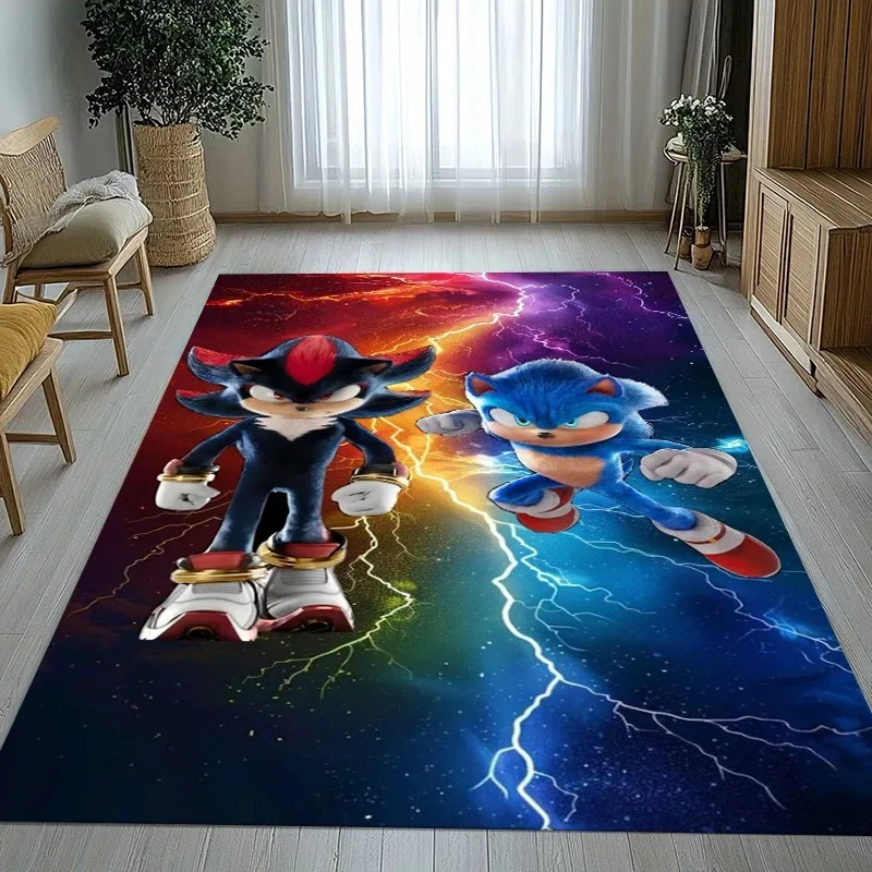 Image of Anime Cartoon S-Sonic Wohnzimmerteppich, Kreativer Bettvorleger für das Schlafzimmer, Dekorative Bodenmatte für das Spielzimmer