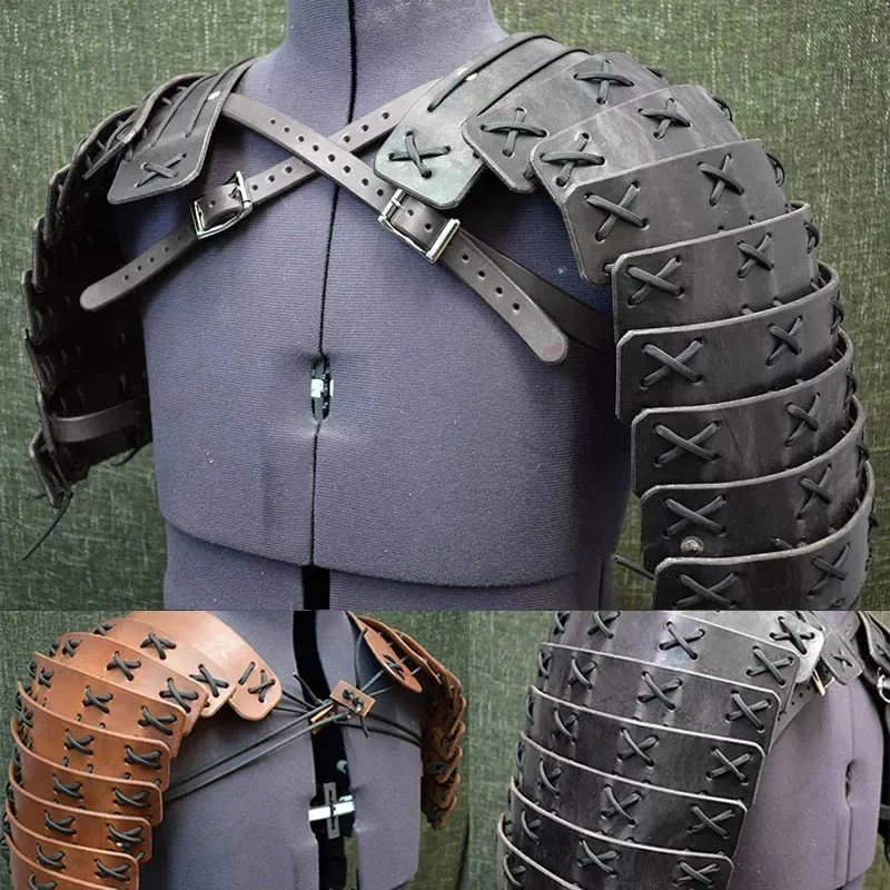 Samurai medieval Cosplay Traje, Armadura de Ombro de Couro, Viking Cavaleiro Pirata, Pauldrons Spalder, Halloween Party Props para LARP