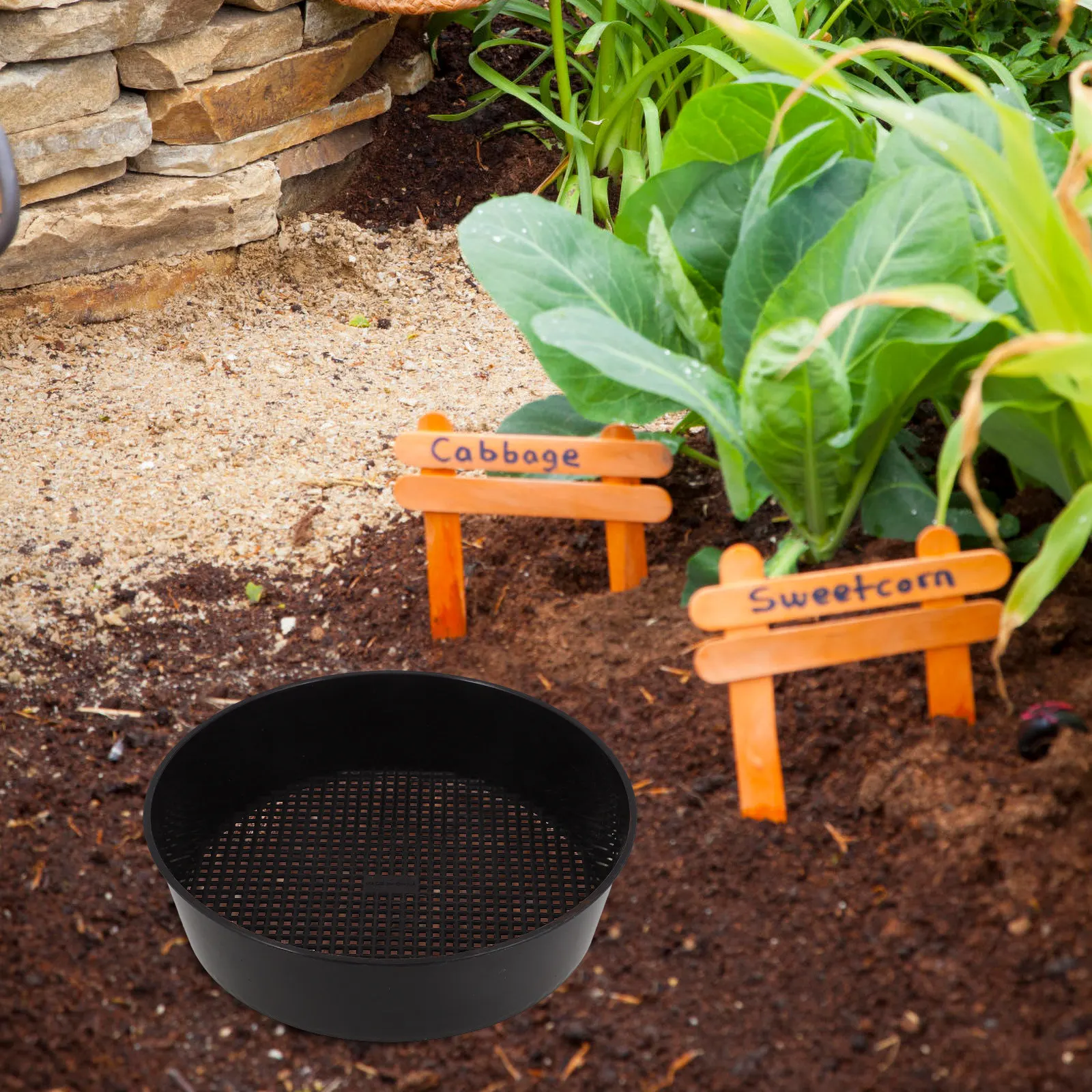 Garden Sieve Soil - ตะแกรงร่อนดินพลาสติกทรงกลมสำหรับร่อนกรวด ดิน ทราย หิน ปุ๋ยหมัก และวัสดุอื่นๆ