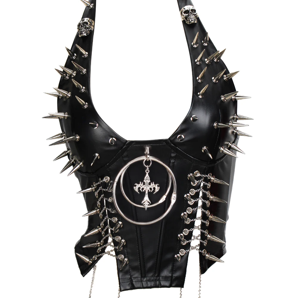 Goth Top Y2K Clothes Women's Tanks Emo Clothing Gothic Boho Tops with Spikes Punk Rock Teens Festival Spiked Bra Grunge T Shirt 14 Sa7e98a9d7c7a437ebe1d2a752b8380eeE