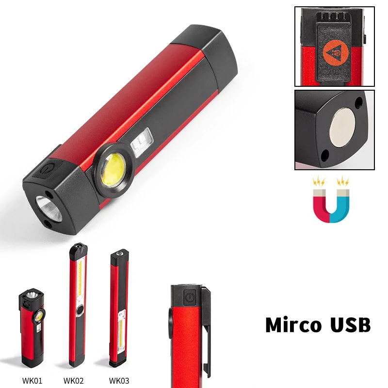 Multifunctional COB work light USB charging light warning light LED flashlight with Magnet portable handheld maintenance light