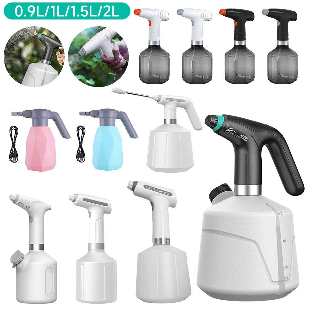 1-2L USB Electric Plant Spray Bottle Automatic Watering Fogger Electric Sanitizing Sprayer Watering Spray Can Gardening Tools