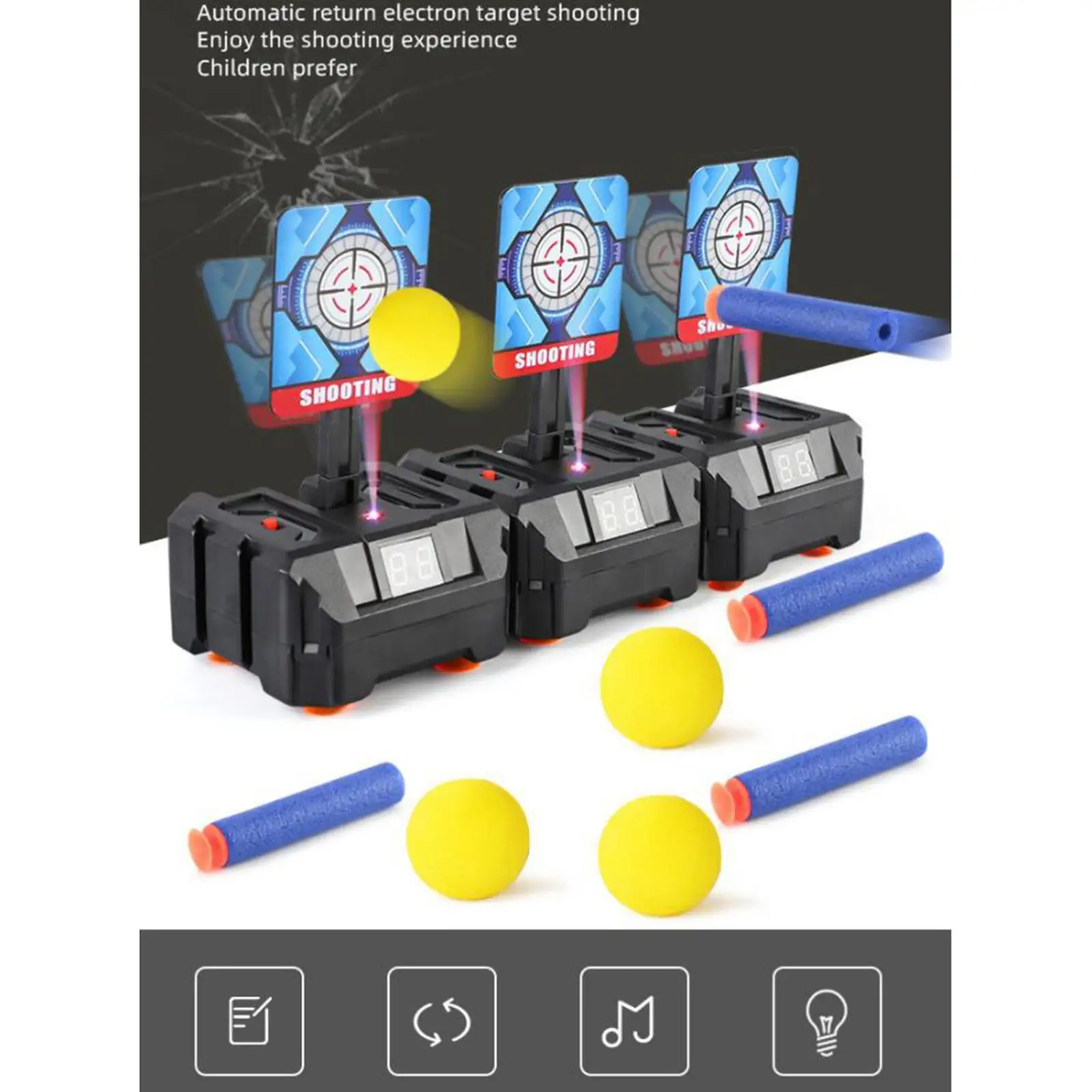 1 Piece Auto Electronic Target Scoring Auto Reset Shooting Digital Target with Light Sound Effect Gadgets for s Blaster