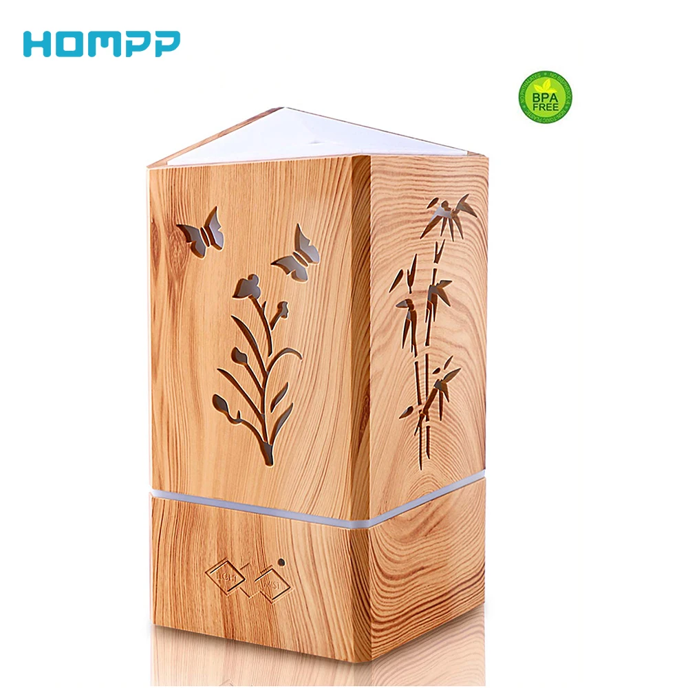 Essential Oil Diffuser Aromatherapy Diffuser Wood Grain Cool Mist Humidifier for Office Home Study Yoga Spa 7 Color Lights 200ml