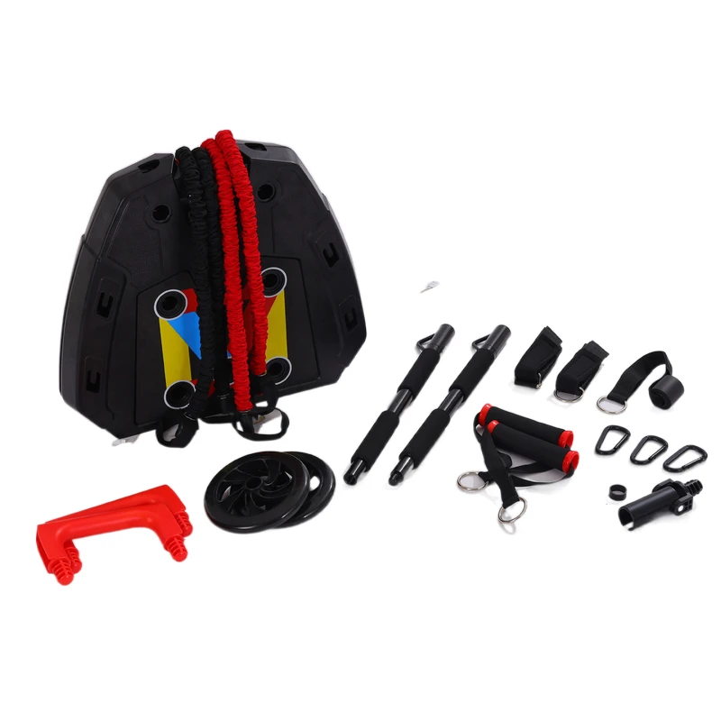 

Portable Home Gym Workout Equipment with 14 Exercise Accessories Ab Wheel Roller ,Elastic Resistance Bands,Push-up Stand