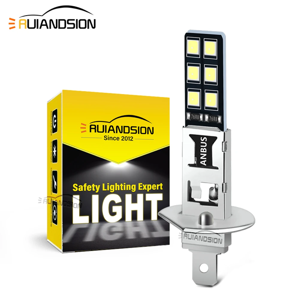 

Ruiandsion 2Pcs H1 Car Headlight LED CANBUS Super Bright 600Lm H1 LED Bulb Head Fog Light Fanless DRL 12V White Yellow Plug&Play