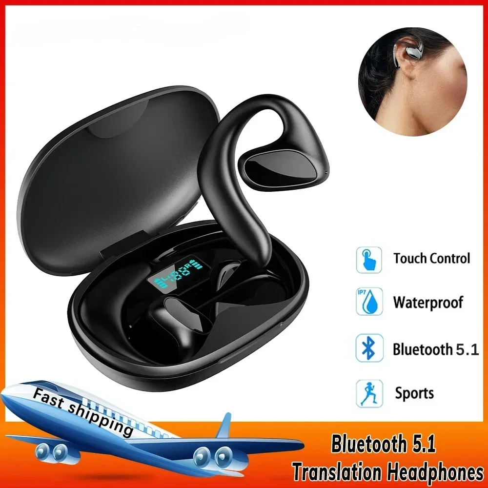 Bluetooth 5.1 Translation Headphones 144 Languages Instant Translate Smart Voice Translator Wireless Music Earphones Translator