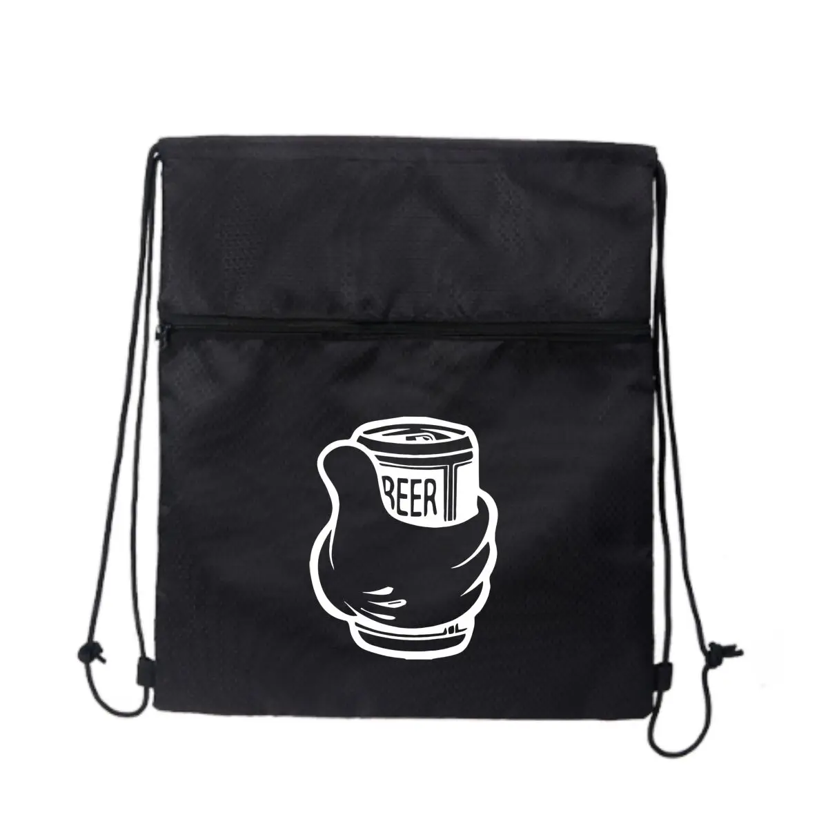 

Stylized Beer Can Outline Art Черная велосипедная сумка на молнии на шнурке: компактная для велосипедных предметов первой необходимости