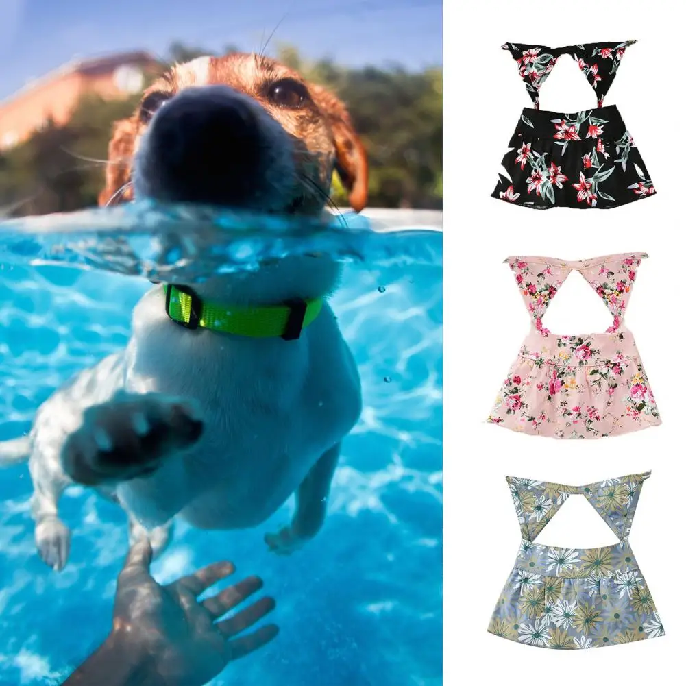 Pet Bikini Dog Fastener Tape Floral Printing Dogs Bikini Beach Dressing Bathing Suit Ins Summer Pet Bikini S-XL