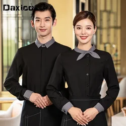 hotel food service work wear long sleeve waiter uniform  for woman restaurant waitress uniform cafe chef jacket work wear