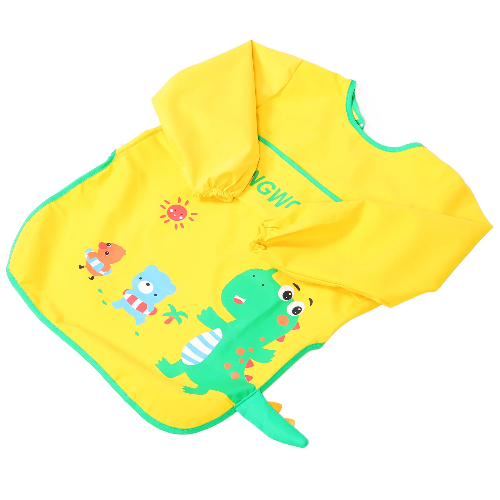 Dinosaur Bib Kids Art Smock Waterproof Polyester Long Sleeve Toddler Apron Various Sizes Safe Zero Fluorescent Agent Painting