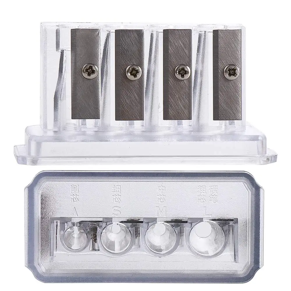 투명 4 홀 편지지 그리기 학생 학교 연필 깎이 숯 깎이 수동 깎이 미술 용품