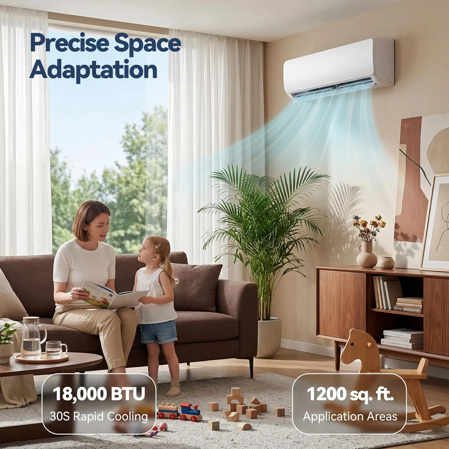 18,000 BTU Mini Split AC Heating System, 17 SEER2 230V Ductless Mini Split Air Conditioner with Heat Pump, Quiet, Customized
