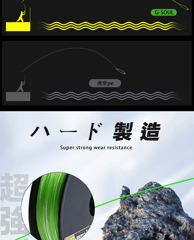 YGKPE G SOUL X8 BRAID Upgrade Geflochtene Angelschnur Superstark 8-fädige Multifilament PE-Schnur 150M 200M Hergestellt in Japan 14LB-60LB – Detail 6