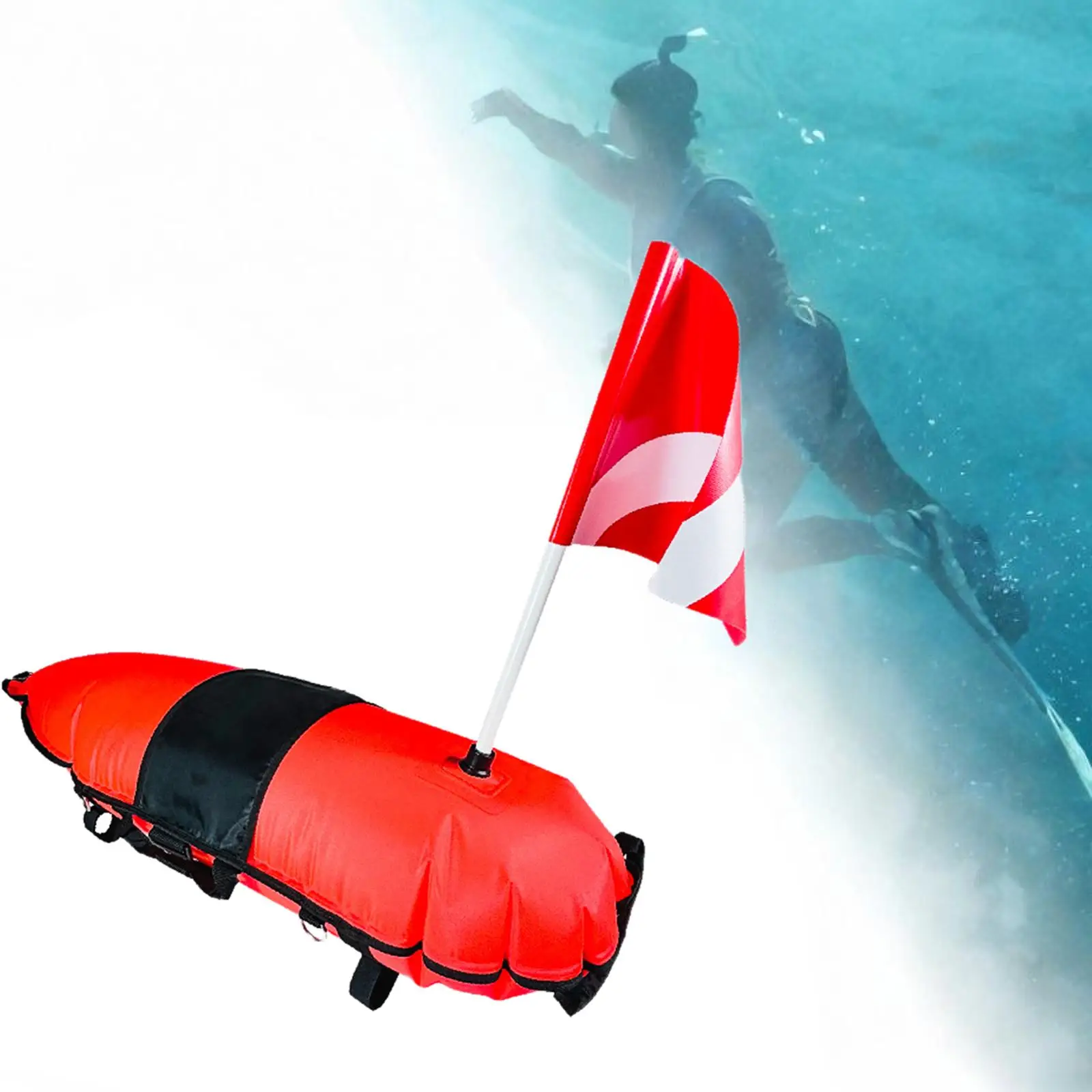 Diver below Floater Portable with Dive Flag Diving Float for Swim Outdoor Diving Gear Snorkeling Surface Signaling Spearfishing