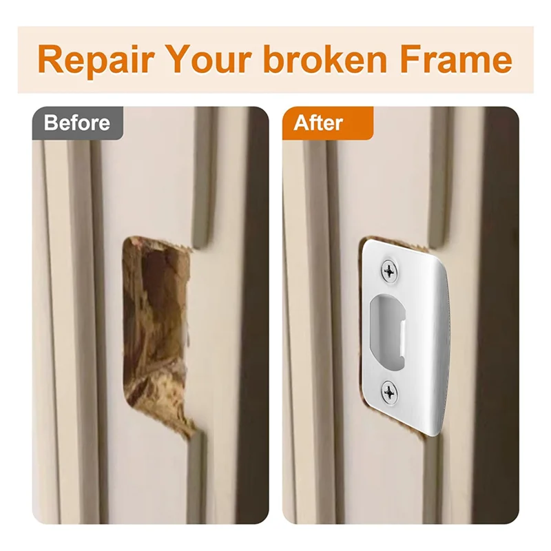 PORK-8er-Pack Türriegel-Schließplatte – Edelstahl-Türschloss-Schließplatten-Reparatursätze – Türriegel-Restaurator-Verstärkung