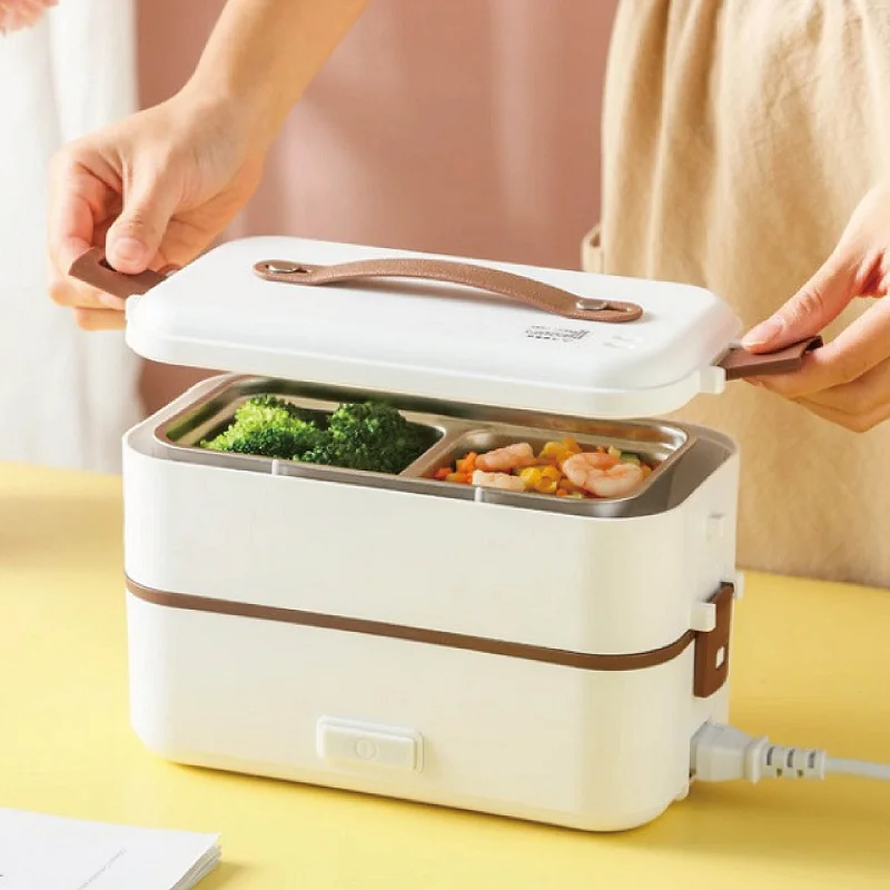 110V 220V Electric Lunch Box Electric Hot Pot Multifunctional Double Layer Quick Hot Stainless Steel Bento Box Food Warmer