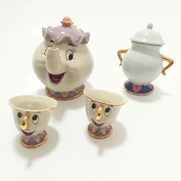 MINISO Disney New Cartoon teiera Cute Cartoon Beauty And The Beast caffettiere tazza Mrs Potts Chip Cup teiere Cup One Tea Sets