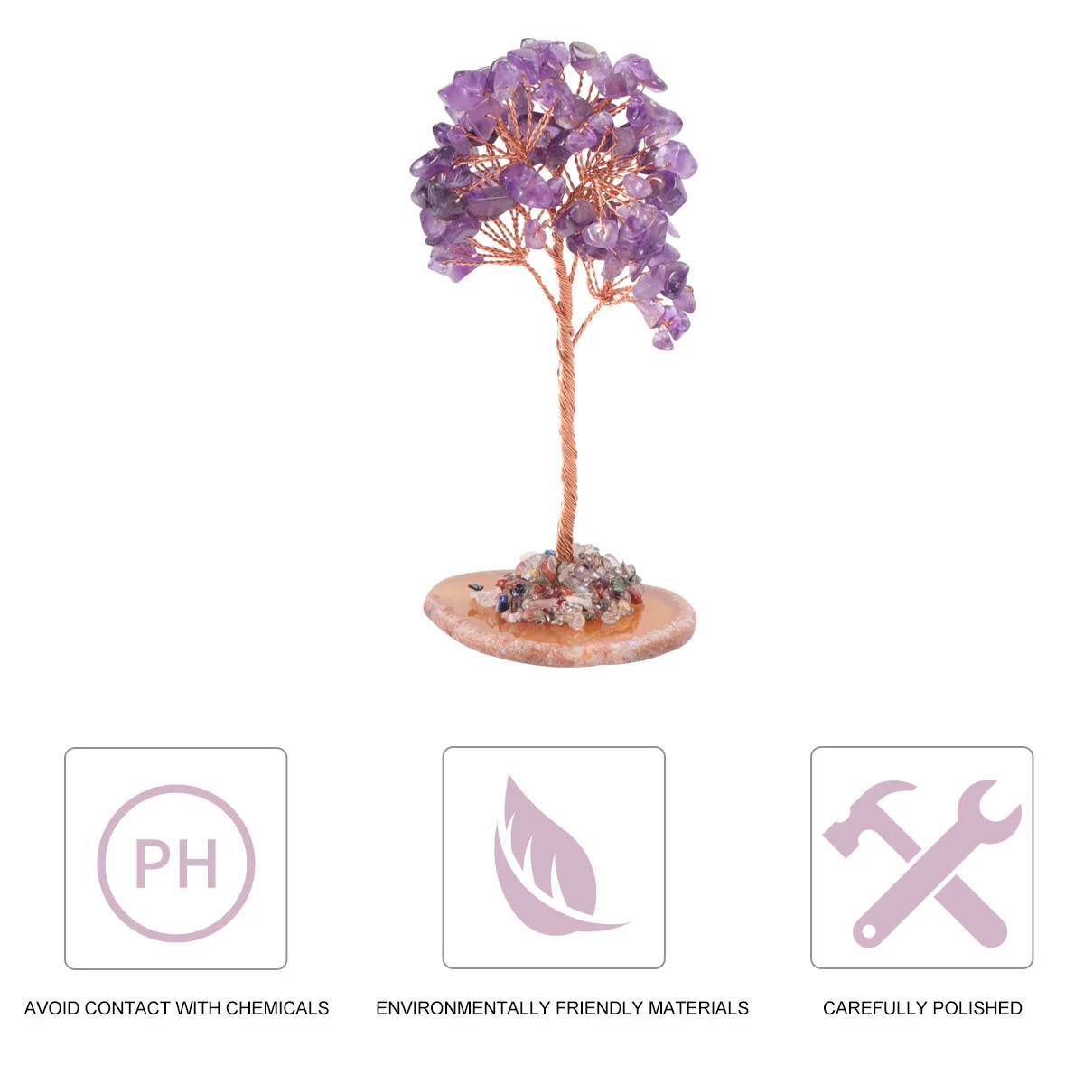

1Pcs Purple Crystal Money Tree Natural White Crystal Feng Shui Decoration Prosperity Money Bag Desktop Ornament Bonsai Style