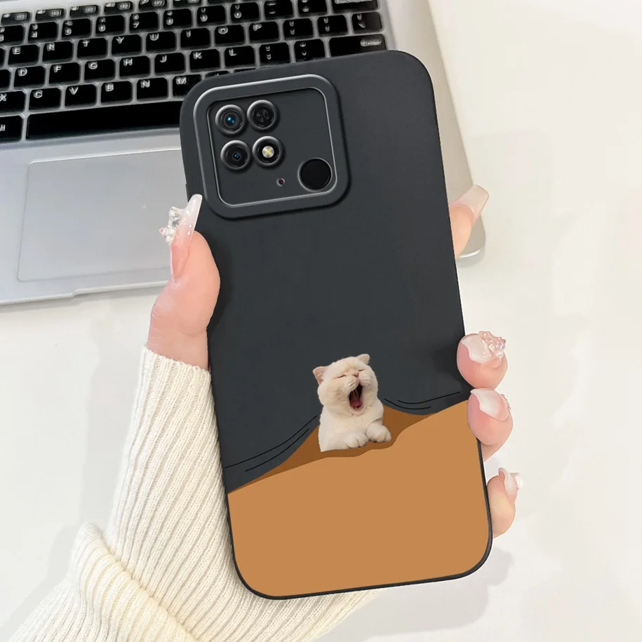 Dla Xiaomi Redmi 10C Etui Cute Panda Rabbit Cartoon Matte Back Cover Dla Xiaomi Redmi 10 Power Shockproof Bumper Redmi10C Fundas