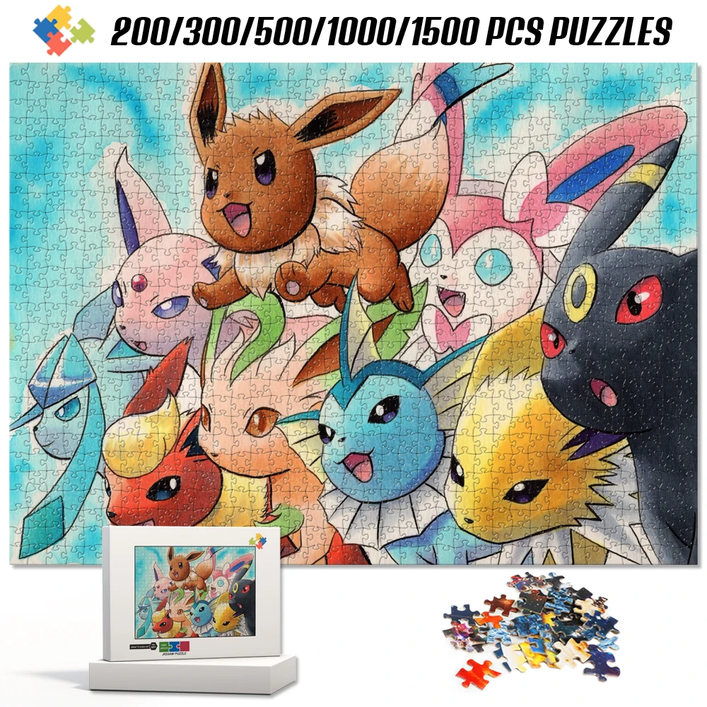 Pokemon Jigsaw Puzzle 1000 Pieces Cartoon Anime Educational Toys Stress Relief Family Game DIY Home Decor Gift Kids Adults Fans