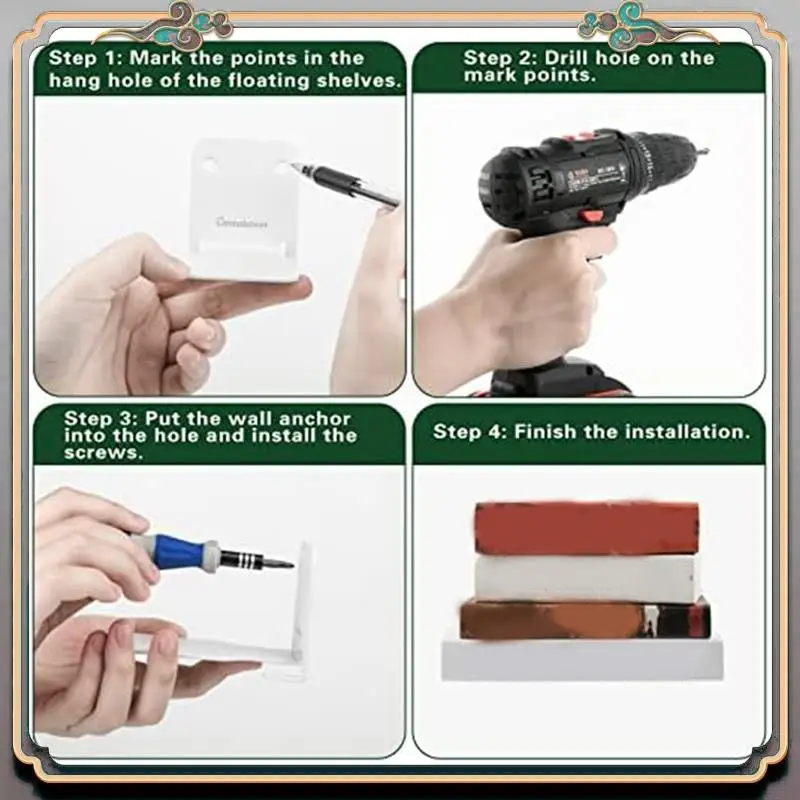 

Durable 6PCS Floating Bookshelf Duty Invisible Floating Bookshelves For Wall Space-Saving, Iron Plate Metal Book Storage Easy To