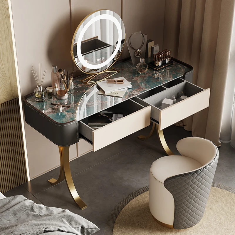 

Nordic Wooden Dressing Table Luxury Items Makeup Mirrors Dresser Cabinet Modern Stool Coiffeuse De Chambre Room Furniture