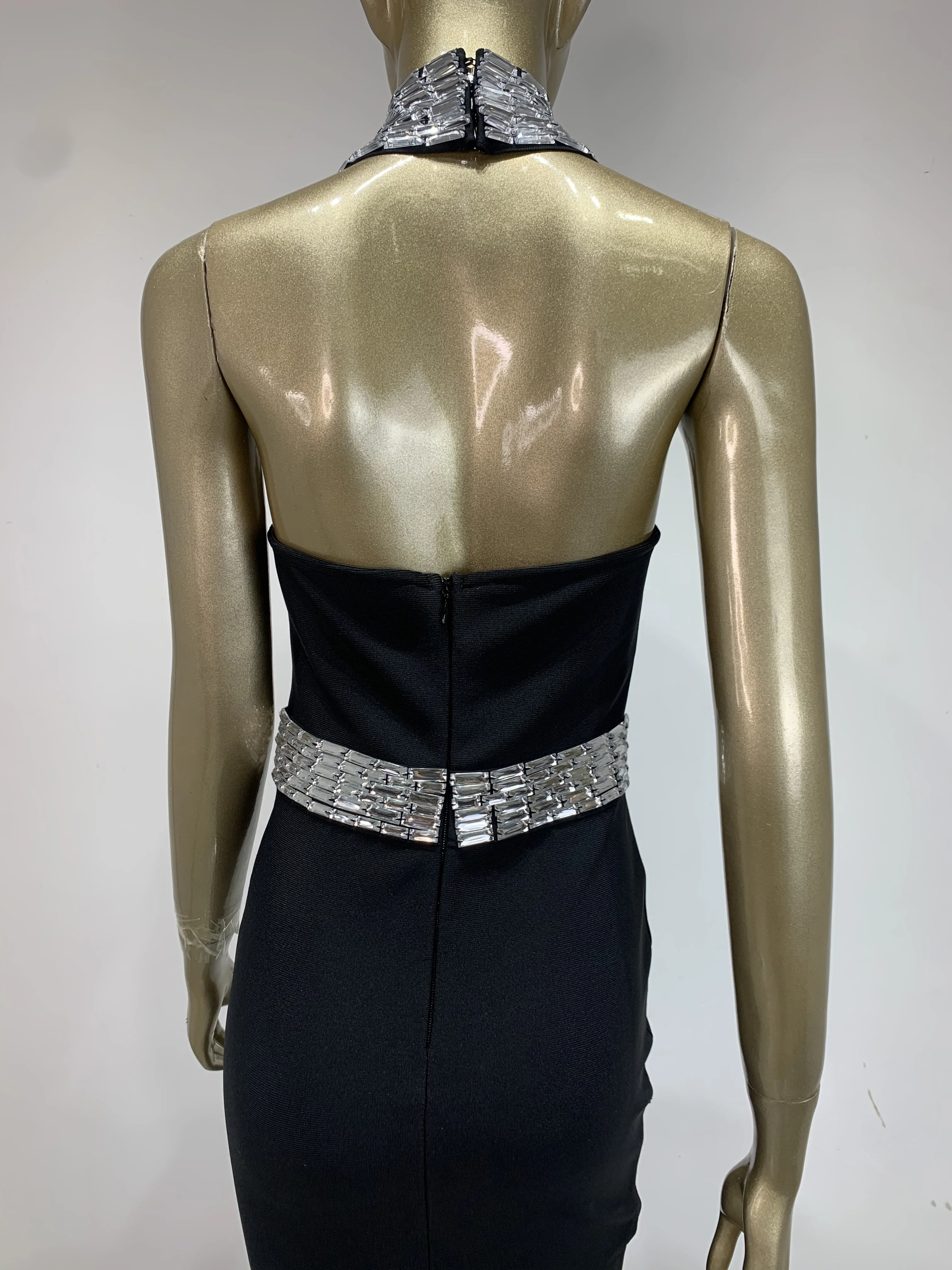 المرأة مثير الرسن سباركلي حجر الراين Bodycon ضمادة فستان المشاهير أنيقة مساء حفلة فاخرة عيد ميلاد الزفاف فستان الضيوف